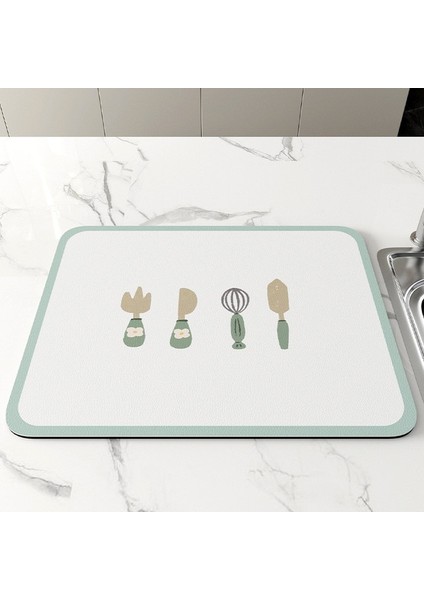L 30X40CM Mutfak Bar Bulaşık Kurutma Mat Kahve Makinesi Emici Masa Placemat Isıya Dayanıklı Ped Tezgah Su Bardağı Drenaj Kurutma Pedi (Yurt Dışından)
