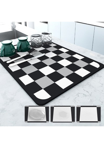 69-2 40X60 cm Süper Emici Drenaj Mat Mutfak Banyo Musluk Tezgah Emici Mat Kahve Makinesi Su Bardağı Kase Kurutma Placemat (Yurt Dışından)