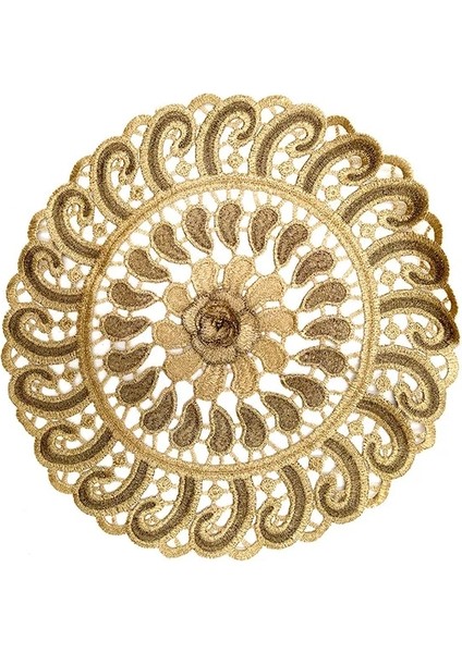 3D Altın 3 Yuvarlak 28 cm Yenı Altın 3D Yuvarlak Nakış Masa Yer Mat Noel Çiçek Yastık Kumaş Placemat Fincan Düğün Kahve Çay Altlığı Bardak Altlığı Peçete Mutfak (Yurt Dışından)