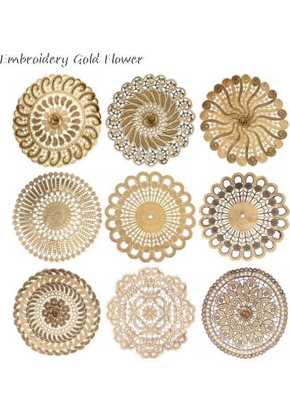 3D Altın 3 Yuvarlak 28 cm Yenı Altın 3D Yuvarlak Nakış Masa Yer Mat Noel Çiçek Yastık Kumaş Placemat Fincan Düğün Kahve Çay Altlığı Bardak Altlığı Peçete Mutfak (Yurt Dışından)