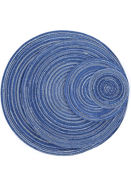 Mavi 6 Adet 30 cm 6 Adet/takım Keten Placemats Akşam Yemeği Masa Pedi Masa Coaster Mat Kahvaltı Boho Placemat Yuvarlak Masa Placemat Saman Isı Placemat (Yurt Dışından)