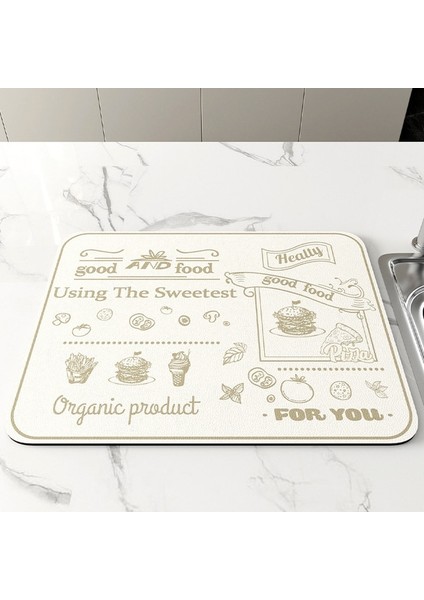F 40X50 cm Süper Emici Kahve Bulaşık Mat Mutfak Tezgahı Drenaj Pedi Hızlı Tahliye Aracı Banyo Lavabo Için Su Geçirmez Kaymaz (Yurt Dışından)