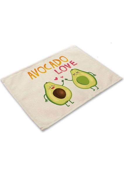 MP0096-7 1 Adet Tropikal Avokado Pamuk Keten Ped Desen Mutfak Placemat Coaster Kase Fincan Mat Yemek Masası Paspaslar 42*32 cm Ev Dekor MP0096 (Yurt Dışından)