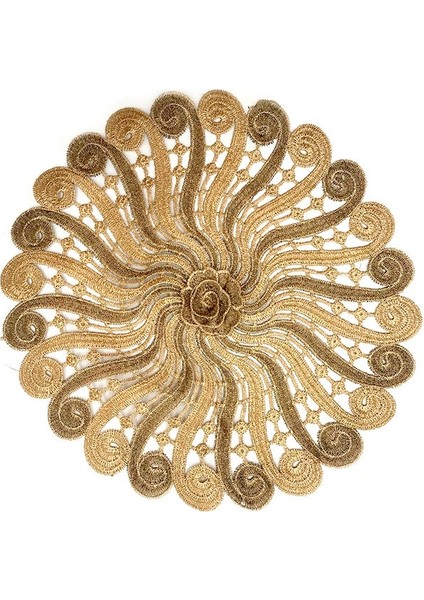 3D Altın 1 Yuvarlak 28 cm Yenı Altın 3D Yuvarlak Nakış Masa Yer Mat Noel Çiçek Yastık Kumaş Placemat Fincan Düğün Kahve Çay Altlığı Bardak Altlığı Peçete Mutfak (Yurt Dışından)