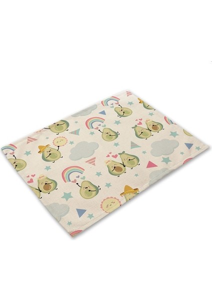 MP0096-15 1 Adet Tropikal Avokado Pamuk Keten Ped Desen Mutfak Placemat Coaster Kase Fincan Mat Yemek Masası Paspaslar 42*32 cm Ev Dekor MP0096 (Yurt Dışından)