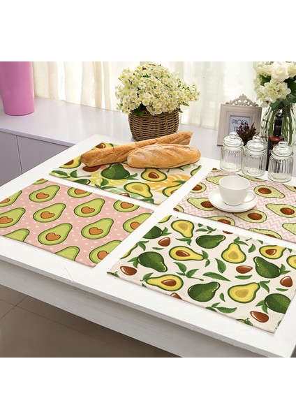 MP0096-15 1 Adet Tropikal Avokado Pamuk Keten Ped Desen Mutfak Placemat Coaster Kase Fincan Mat Yemek Masası Paspaslar 42*32 cm Ev Dekor MP0096 (Yurt Dışından) indirimleri