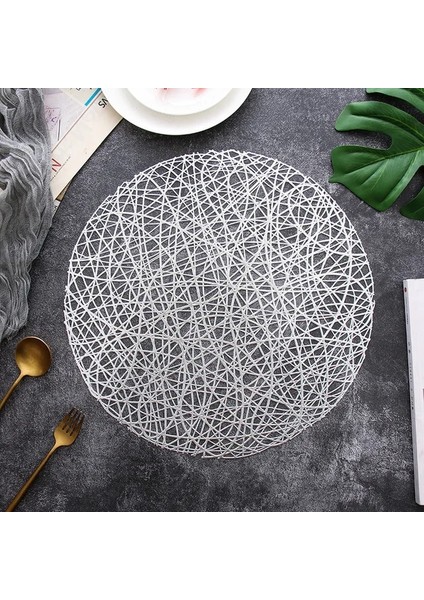 2CD-51229-002 38X38 cm Altın Pvc Içi Boş Kaymaz Mutfak Aksesuarları Placemat Coaster Yalıtım Pedi Bulaşık Kahve Fincanı Masa Mat Peçete Ev Otel Dekor (Yurt Dışından)