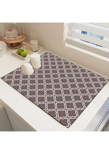 A Dikdörtgen 40X60 cm Baskılı Drenaj Pedi Kauçuk Bulaşık Kurutma Mat Süper Emici Damlalıklı Paspaslar Sofra Şişe Halıları Mutfak Yemek Takımı Placemat (Yurt Dışından)