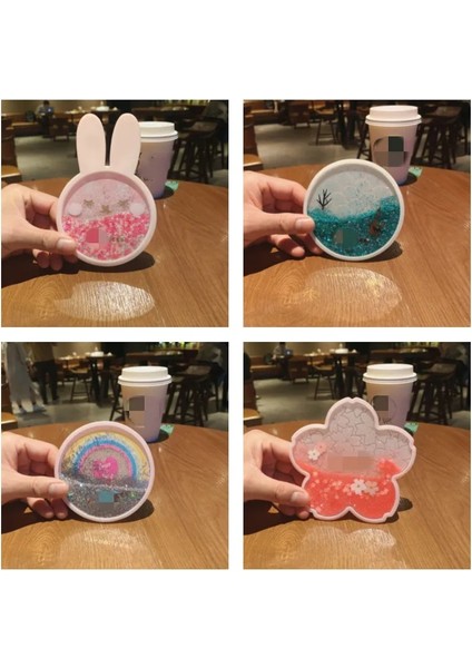 Tavşan Bir Model Bir Boyut Kiraz Çiçeği Bardak Silikon Bataklık Flaş Sakura Placemat Içecek Kahve Fincanı Mat Kaymaz Yalıtım Çay Pedi Ev Dekor (Yurt Dışından)