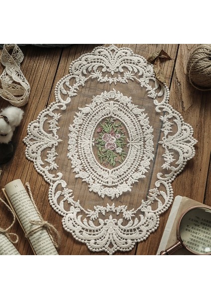 B4 43X30CM 1 Adet Yemek Masası Örtüsü Işlemeli Masa Örtüsü Zarif Yuvarlak Dantel Masa Örtüsü Kahve Altlıkları Peçete Parti Düğün Dekorasyon (Yurt Dışından)