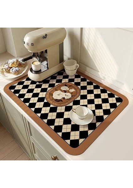 Floral-A Placemat 20X30CM Mutfak Drenaj Mat Bulaşık Kurutma Paspasları Sofra Için Süper Emici Ped Kaymaz Placemat Lavabo Musluğu Anti Sıçrama Koruyucu (Yurt Dışından)