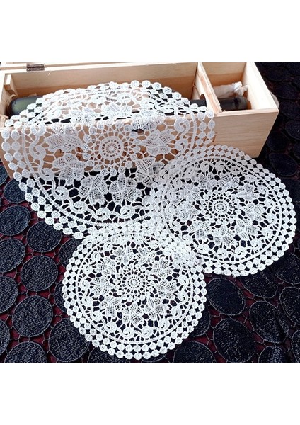 2CD-51207-10 20 cm Yuvarlak Içi Boş Dantel Coaster Plaka Kase Yalıtım Peçete Peçete Nakış Çiçek Placemat Kupa Yemek Sehpa Fincan Mat Ev Dekor (Yurt Dışından)