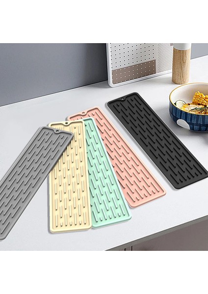 Pembe 55X8 cm Silikon Bulaşık Kurutma Mat Anti Kayma Lavabo Tepsi Tezgah Mat Organizatör Mutfak Eşyaları Koruma Mat Depolama Rafı Mutfak Malzemeleri (Yurt Dışından) fiyatları
