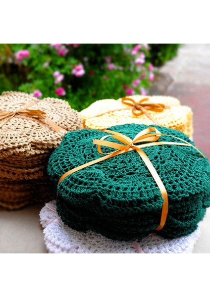 Açık Sarı 12 Adet El Yapımı Tığ Işi Servis Altlığı Klasik Yuvarlak Danteller Yuvarlak Servis Altlığı Renkli Servis Altlığı Vintage Tığ Işi Danteller 20 cm (8 Inç) (Yurt Dışından)