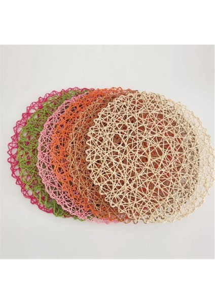 Mor 4 Adet 4 Paket Yuvarlak Kağıt Dokuma Placemats Ahşap Placemats Rattan Placemats Kahverengi Kağıt Hasır Placemats Yemek Partisi Düğün Için (Yurt Dışından)