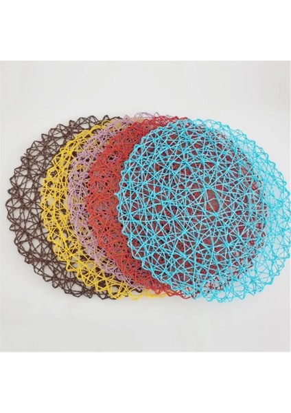 Mor 4 Adet 4 Paket Yuvarlak Kağıt Dokuma Placemats Ahşap Placemats Rattan Placemats Kahverengi Kağıt Hasır Placemats Yemek Partisi Düğün Için (Yurt Dışından)