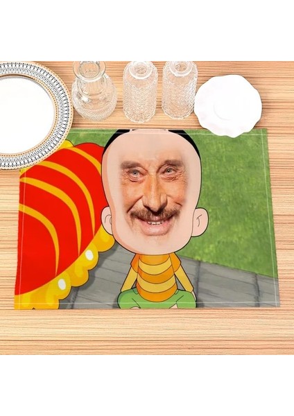 202302-02 30X40 cm Johnny Hallyday Placemat Pamuk Keten Kumaş Masa Paspasları Aile Yemeği Sofra Mutfak Masa Mat 30X40 cm (Yurt Dışından)