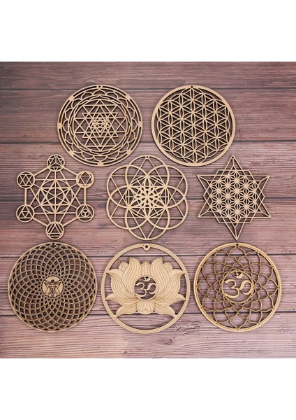 Stil 14-14CM 14CM Ahşap Duvar Tabelası Yaşam Şekli Çiçek Lazer Kesim Ahşap Duvar Sanatı Ev Dekor Bardak Zanaat Yapımı Kutsal Geometri Süs (Yurt Dışından)