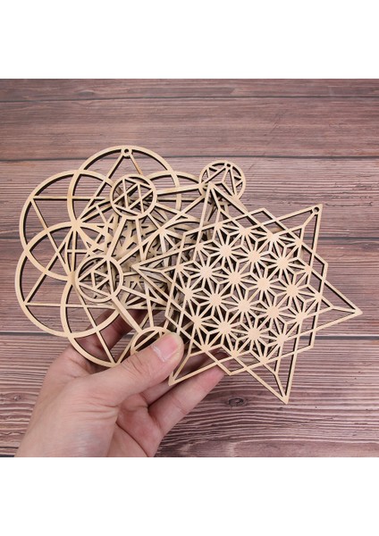 Stil 14-14CM 14CM Ahşap Duvar Tabelası Yaşam Şekli Çiçek Lazer Kesim Ahşap Duvar Sanatı Ev Dekor Bardak Zanaat Yapımı Kutsal Geometri Süs (Yurt Dışından)
