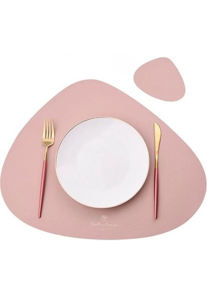 Pembe Servis Altlığı ve Bardak Altlığı Inyahome Pu Servis Altlıkları Masa Için Su Geçirmez Kaymaz Yalıtım Deri Yer Paspasları Seti Iskandinav Tarzı Noel Coaster Fincan Mat (Yurt Dışından)