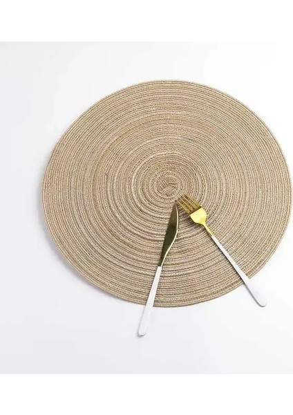 2CD-51009-007 30 cm Yuvarlak Pamuk Dokuma Iskandinav Kaymaz Mutfak Aksesuarları Placemat Coaster Yalıtım Pedi Kahve Fincanı Masa Mat Peçete Ev 51009 (Yurt Dışından)