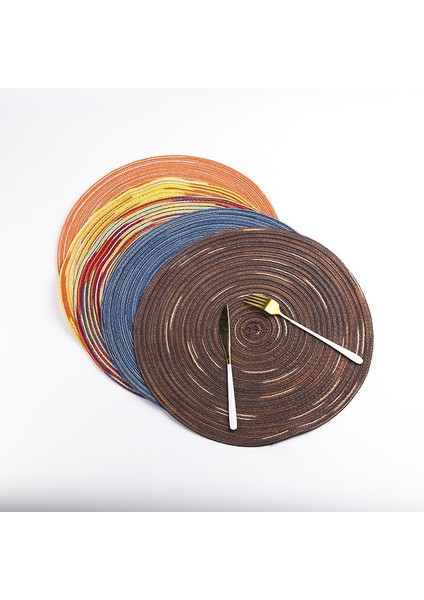 2CD-51009-007 30 cm Yuvarlak Pamuk Dokuma Iskandinav Kaymaz Mutfak Aksesuarları Placemat Coaster Yalıtım Pedi Kahve Fincanı Masa Mat Peçete Ev 51009 (Yurt Dışından)