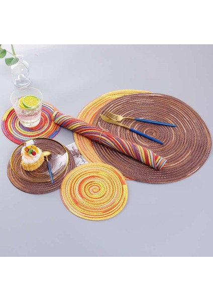 2CD-51009-007 30 cm Yuvarlak Pamuk Dokuma Iskandinav Kaymaz Mutfak Aksesuarları Placemat Coaster Yalıtım Pedi Kahve Fincanı Masa Mat Peçete Ev 51009 (Yurt Dışından)