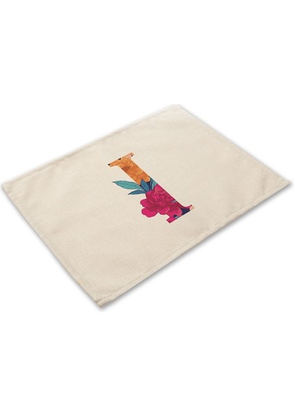 2CD-ZM0001-9 Çiçek Mektup Desen Pamuk Keten Ped Yemek Masası Paspaslar Coaster Kase Fincan Mat Desen Mutfak Placemat 42*32 cm Ev Dekor ZM0001 (Yurt Dışından)