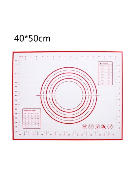50X40 cm Kırmızı Kaymaz Silikon Pişirme Mat Isıya Dayanıklı Masa Mat Pad Yapışmaz Yoğurma Hamur Mat Pasta Fırın Tepsisi Pizza Hamur Makinesi (Yurt Dışından)
