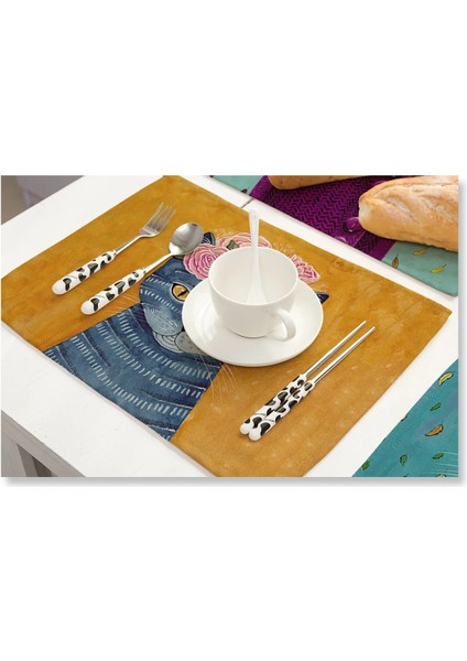 Stil 2 42X32 cm Yemek Masası Için Placemat Sevimli Kedi Karikatür Hayvan Mat Coaster Yaratıcı Baskılı Isıya Dayanıklı Mutfak Yemek Aksesuarları (Yurt Dışından)