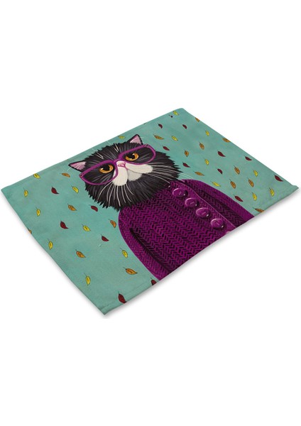 Stil 2 42X32 cm Yemek Masası Için Placemat Sevimli Kedi Karikatür Hayvan Mat Coaster Yaratıcı Baskılı Isıya Dayanıklı Mutfak Yemek Aksesuarları (Yurt Dışından)