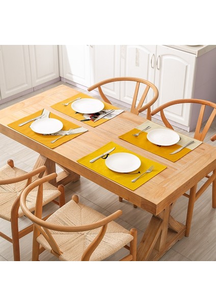 LM3135 32X42CM-KETEN Sarı Pamuk Keten Placemat Masa Geometrik Ananas Meyve Yemek Masası Mat Yemek Kasesi Coaster Pad Ev Dekor 32X42CM (Yurt Dışından)