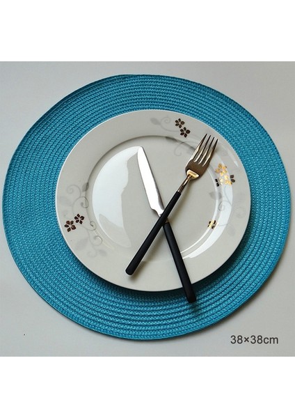Mavi 38CM 6 Adet Yuvarlak Placemats 6 Örgülü Daire Place Mat Yıkanabilir Masa Paspasları Mutfak Yemek Masası Için Set Karışık Renkli Kaymaz Placemats (Yurt Dışından)