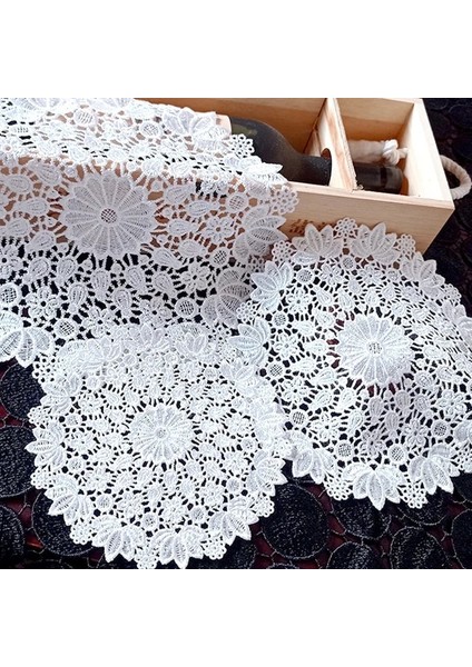2CD-51207-11 35CM Yuvarlak Hollow Dantel Coaster Plaka Kase Yalıtım Peçete Peçete Nakış Çiçek Placemat Kupa Yemek Sehpa Fincan Mat Ev Dekor (Yurt Dışından)