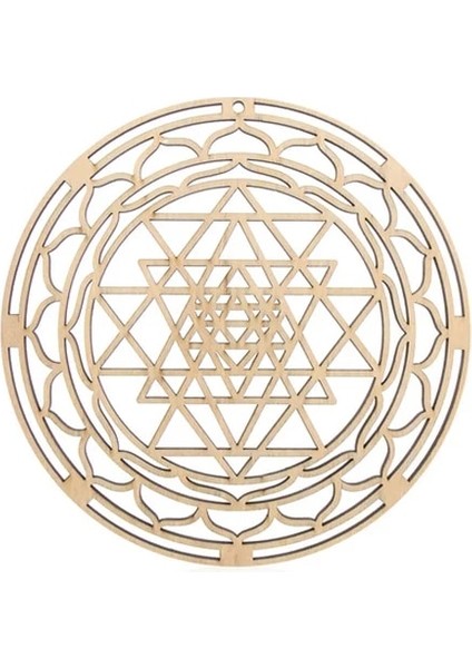 WD0103 10CM 1 Adet Çakra Hayat Çiçeği Doğal Sembol 14 Çeşit Ahşap Yuvarlak Kenar Daire Oyma Coaster Taş Kristal Seti Dıy Dekor (Yurt Dışından)