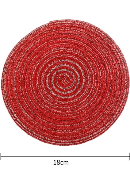 RED18CM 2 Adet 2/4/6 Adet Dokuma Yuvarlak Placemat Masa Mat Pad Isıya Dayanıklı Kaseler Kahve Fincanları Coaster Sofra Mat Ev Dekorasyon Mutfak Aracı (Yurt Dışından)