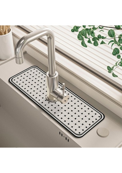 Stil 9 38X13 cm Kaymaz Lavabo Musluğu Drenaj Pedi Masa Mat Tuvalet Diatom Çamur Emici Ped Anti-Küf Mat Mutfak Tezgahı Yemek Için (Yurt Dışından)