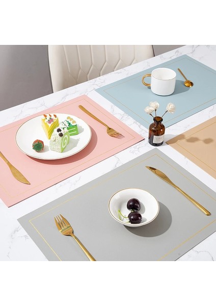 21 43X30CM 43*30 cm Pu Placemats Masa Su Geçirmez Kaymaz Yalıtım Deri Yer Paspasları Seti Iskandinav Tarzı Fincan Mat Akşam Yemeği Sıcak Geçirmez Ped (Yurt Dışından) fiyatları