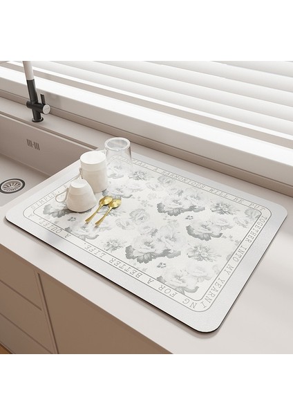 U 50X60CM Mutfak Bar Bulaşık Kurutma Mat Kahve Makinesi Emici Masa Placemat Isıya Dayanıklı Ped Tezgah Su Bardağı Drenaj Kurutma Pedi (Yurt Dışından)