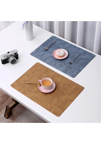 21 43X30CM 43*30 cm Pu Placemats Masa Su Geçirmez Kaymaz Yalıtım Deri Yer Paspasları Seti Iskandinav Tarzı Fincan Mat Akşam Yemeği Sıcak Geçirmez Ped (Yurt Dışından) modelleri