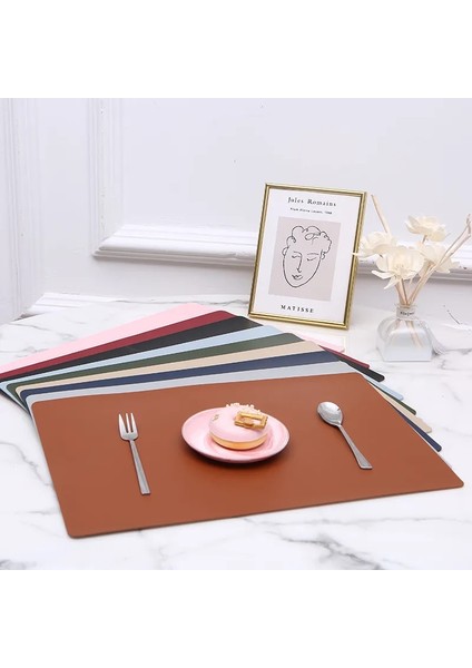21 43X30CM 43*30 cm Pu Placemats Masa Su Geçirmez Kaymaz Yalıtım Deri Yer Paspasları Seti Iskandinav Tarzı Fincan Mat Akşam Yemeği Sıcak Geçirmez Ped (Yurt Dışından) indirimleri