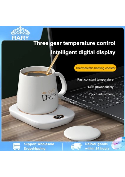01 Isıtma Altlığı 13.8X11X2.3CM Elektrikli Kahve Fincanı Sıcak Isıtma Pedi 3 Vitesli USB Şarj Isıtma Altlığı Dijital Ekran Süt Çay Içmeye Devam Edin Sıcak Kupa Isıtıcı (Yurt Dışından)