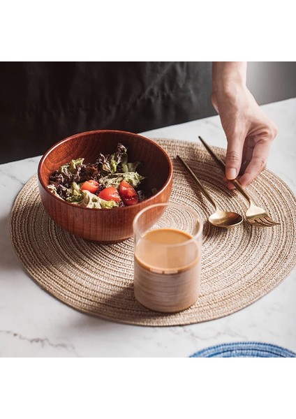 RED36CM 6 Adet 2/4/6 Adet Dokuma Yuvarlak Placemat Masa Mat Pad Isıya Dayanıklı Kaseler Kahve Fincanları Coaster Sofra Mat Ev Dekorasyon Mutfak Aracı (Yurt Dışından)