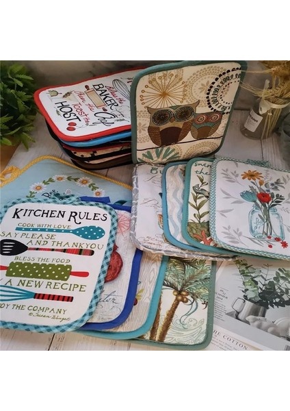 Stil 17 22X17CM 1 Adet Dikdörtgen 22X17CM Pot Tutucu Renkli Baskılı Pamuk Isıya Dayanıklı Potholder Ped Masa Placemat (Yurt Dışından)