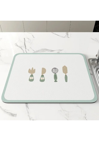 L 40X50CM Mutfak Bar Bulaşık Kurutma Mat Kahve Makinesi Emici Masa Placemat Isıya Dayanıklı Ped Tezgah Su Bardağı Drenaj Kurutma Pedi (Yurt Dışından)