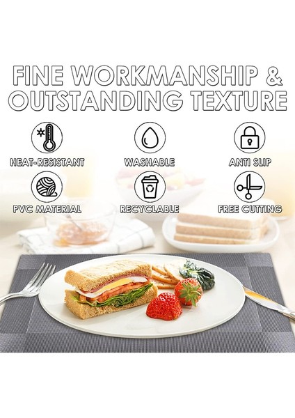 B 45X30 cm Pvc Yıkanabilir Placemats Yemek Masası Mat Kaymaz Placemat Seti Mutfak Aksesuarları Bardak Altlığı Şarap Pedi Bardak Altlığı Seti (Yurt Dışından)