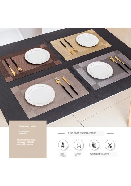 B 45X30 cm Pvc Yıkanabilir Placemats Yemek Masası Mat Kaymaz Placemat Seti Mutfak Aksesuarları Bardak Altlığı Şarap Pedi Bardak Altlığı Seti (Yurt Dışından)
