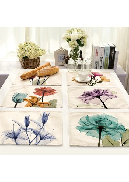 N 1 Adet Çiçek Desen Mutfak Placemat Yemek Masası Mat Içecek Coaster Pamuk Keten Pedleri Kase Fincan Paspaslar 42*32 cm Ev Dekor MP0017 (Yurt Dışından) fiyatları