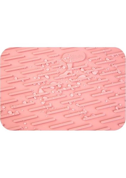 Pembe L 40X30CM Silikon Drenaj Mat Bulaşık Kase Bardak Kurutma Pedi Anti-Sıcak Kaymaz Trivet Tencere Mat Mutfak Tezgahı Lavabo Paspasları Placemat Coaster (Yurt Dışından)