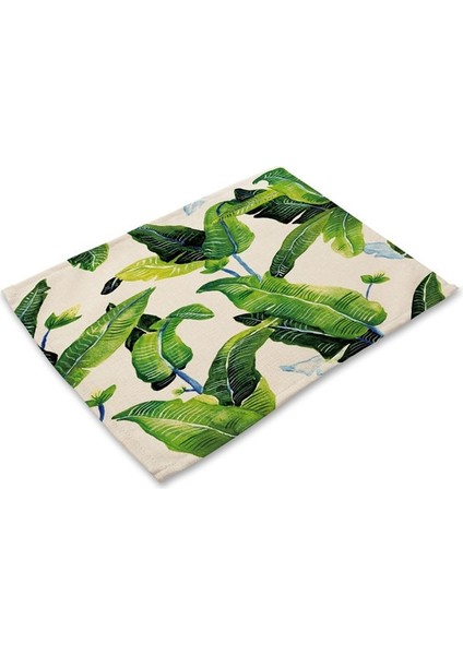 2CD-MP0026-7 1 Adet Tropikal Bitki Monstera Desen Placemat Coaster Yemek Masası Paspaslar Pamuk Keten Ped Kase Fincan Mat 42*32 cm Ev Dekor MP0013 (Yurt Dışından)